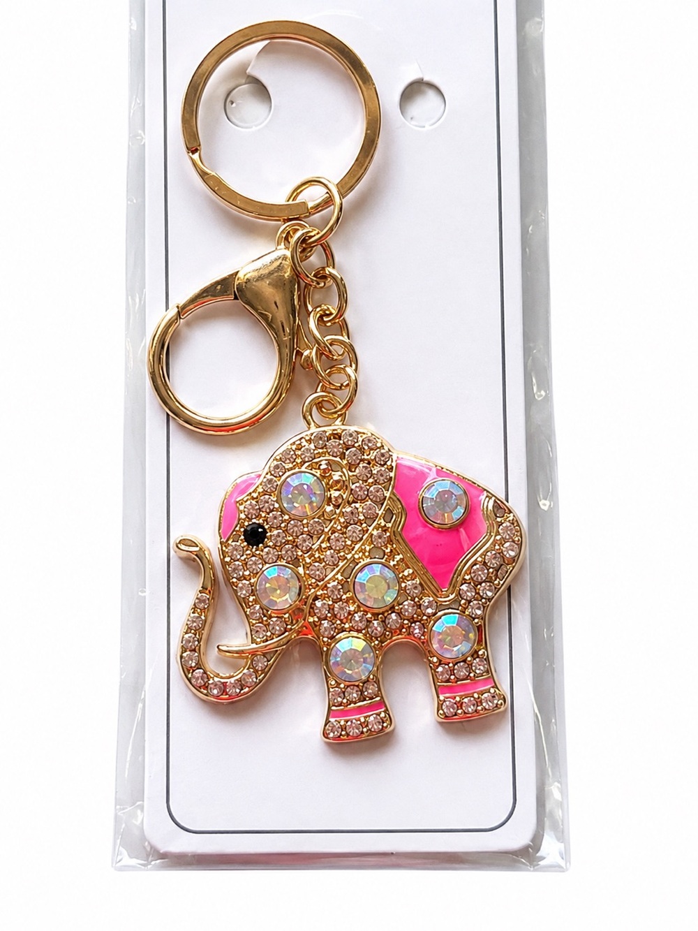 Rhinestone Elephant Bag Charm Keychain Purse Charm Choose Color